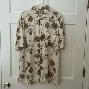 Caribbean Joe Cream and Brown Floral Shirt